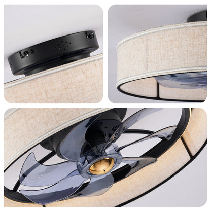 20" Matte Black Fabric Farmhouse Ceiling Fan with Remote - view 16