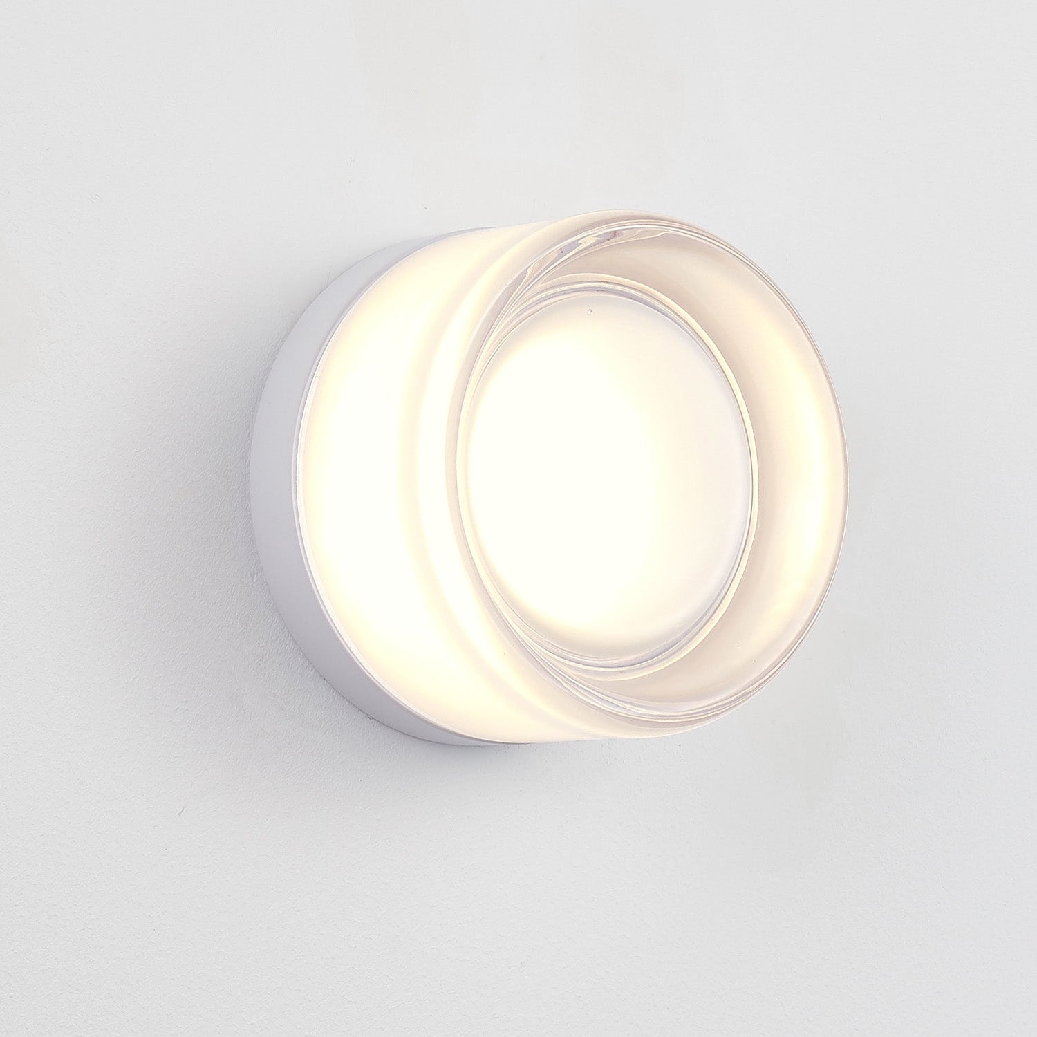White Round Glass LED Indoor Outdoor Wall Light