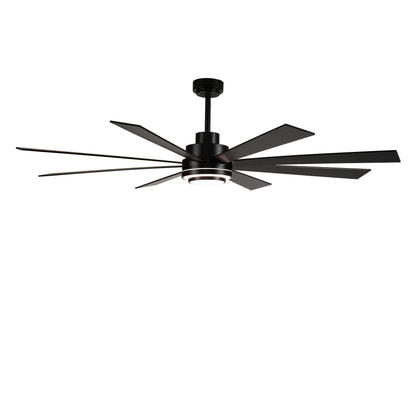 72" Matte Black 8-Blade Ceiling Fan with Dimmable LED - view 22