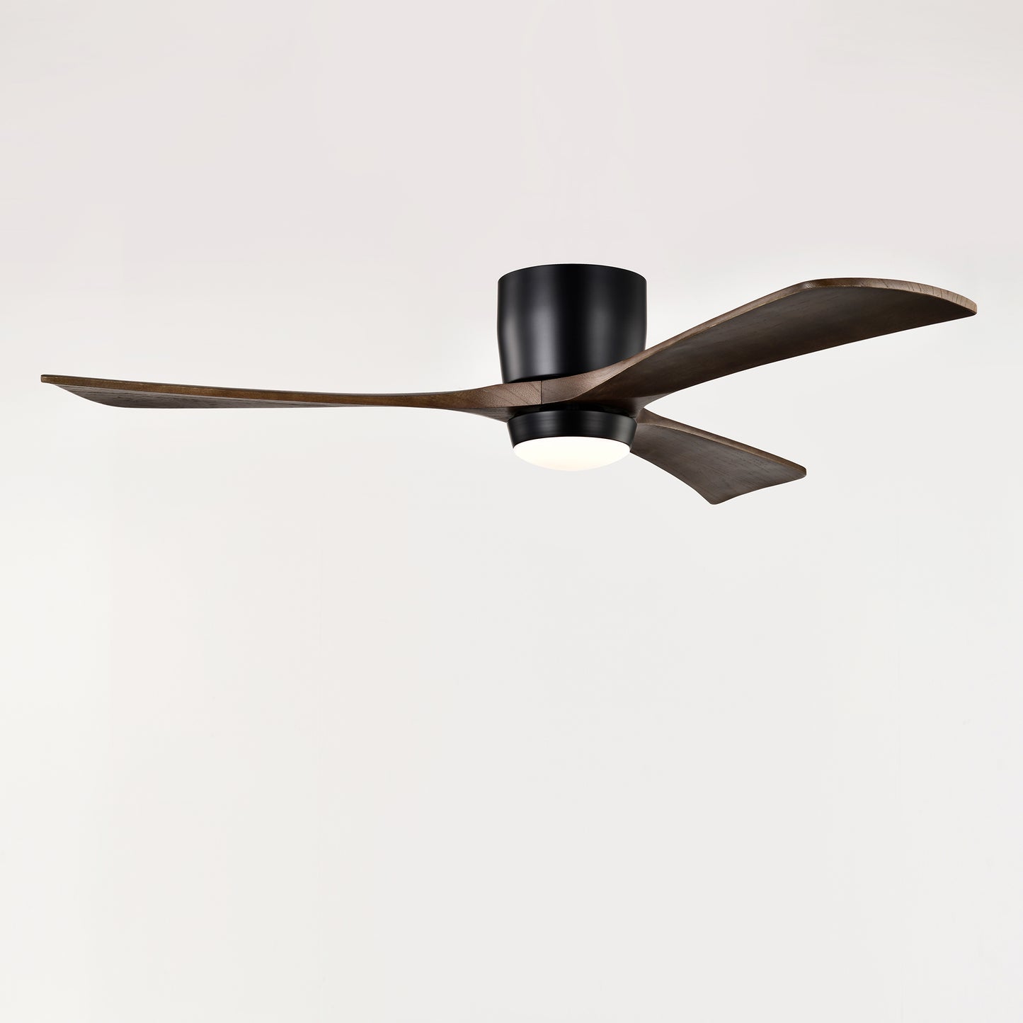52" Matte Black Flush Mount Wood Ceiling Fan with Remote - view 15
