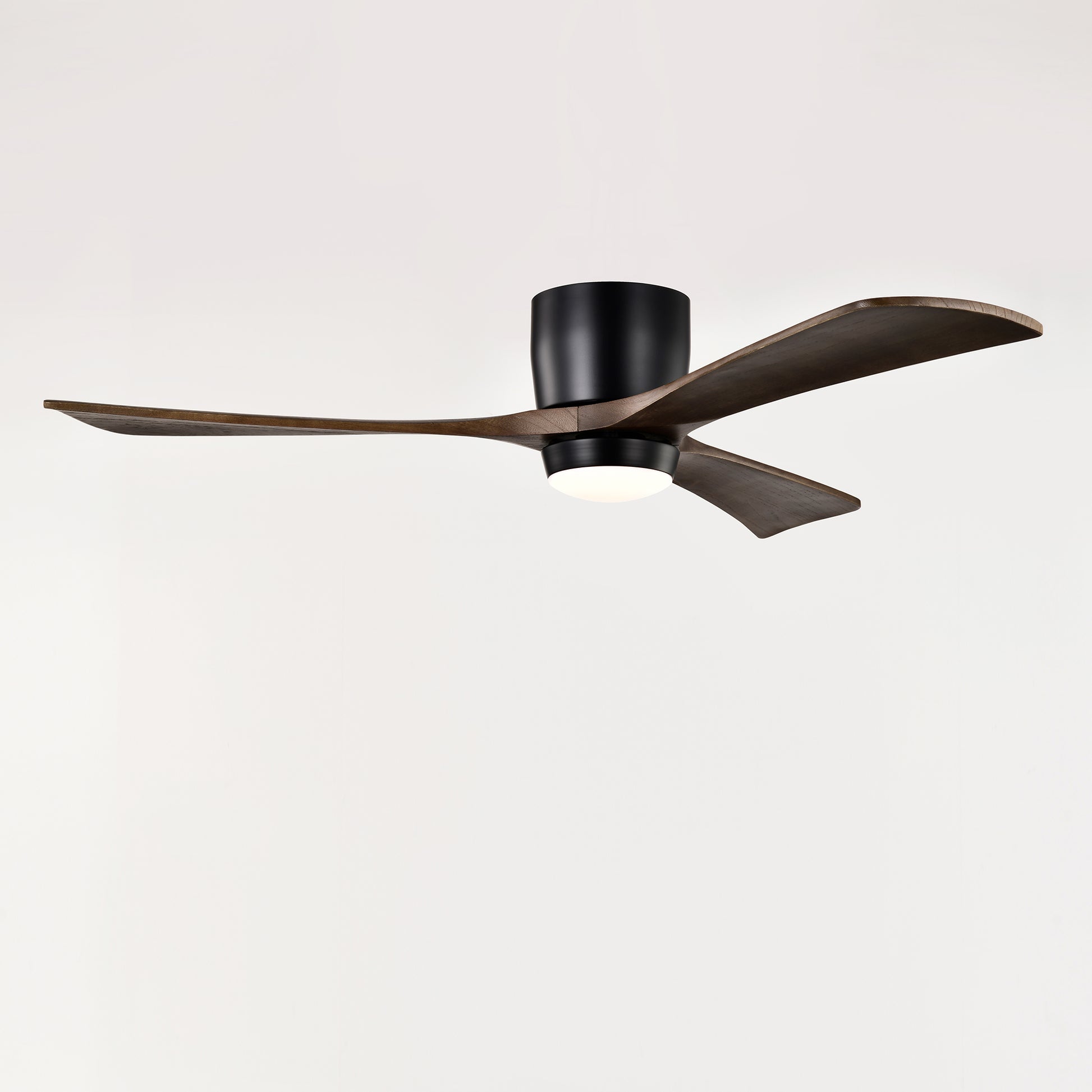 52" Matte Black Flush Mount Wood Ceiling Fan with Remote - view 15