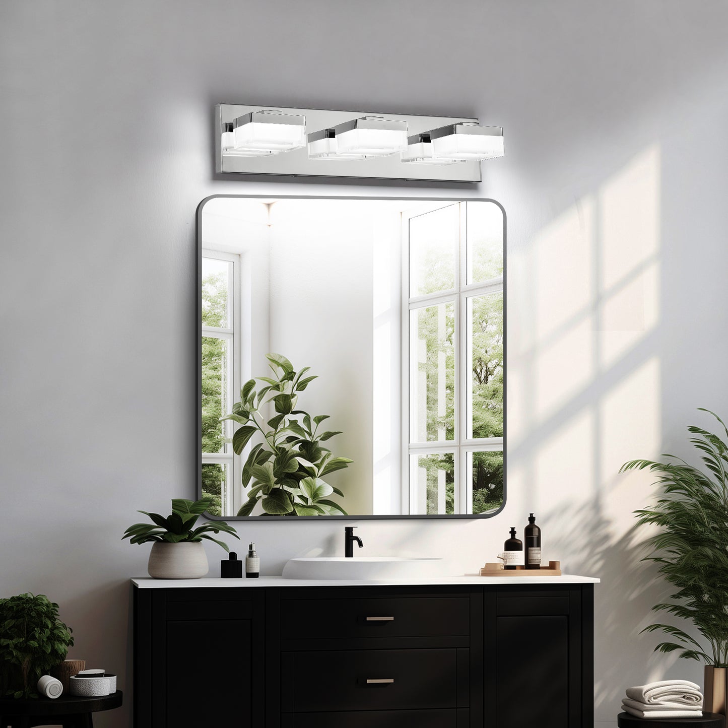 3-Light Modern Chrome LED Vanity Wall Light - view 2