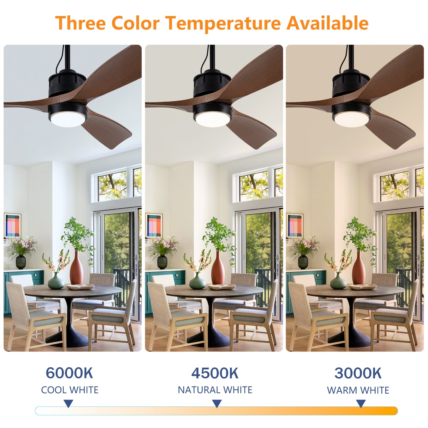 42" Matte Black & Wood Outdoor Ceiling Fan with LED Light - view 8