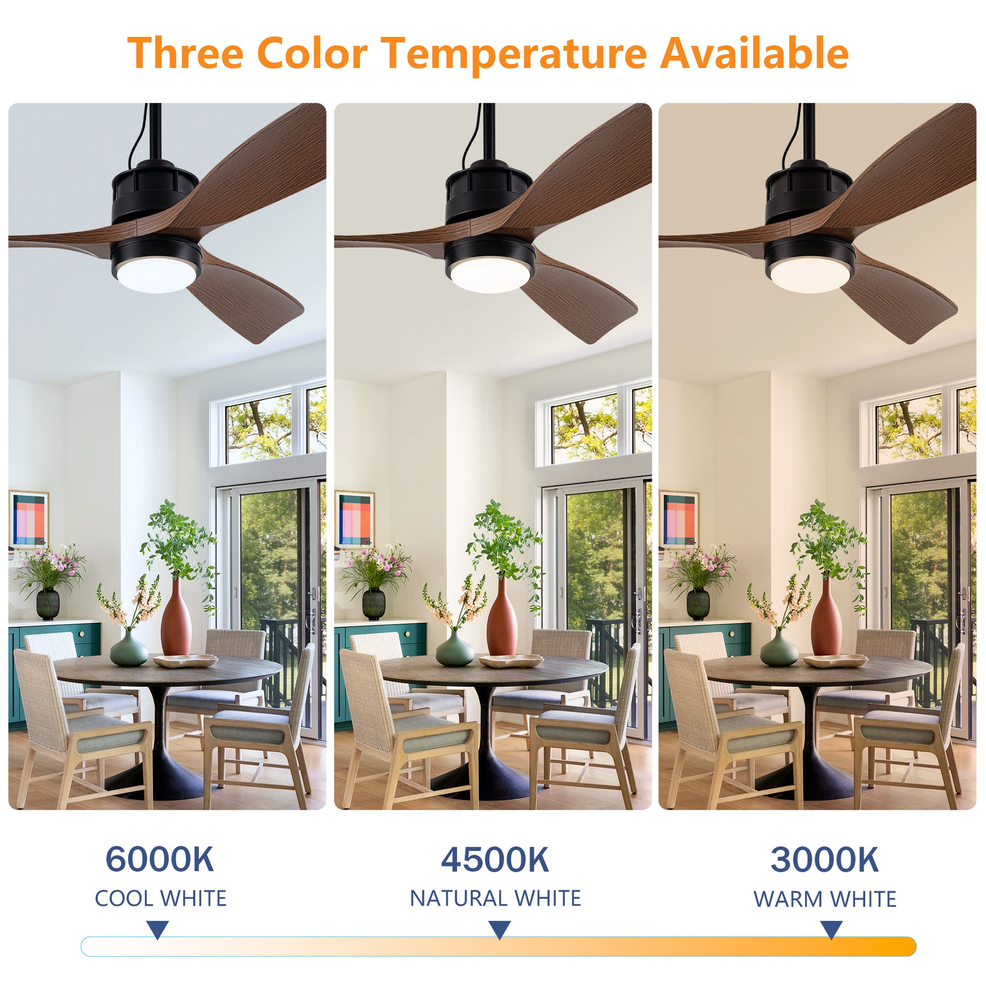42" Matte Black & Wood Outdoor Ceiling Fan with LED Light - view 8
