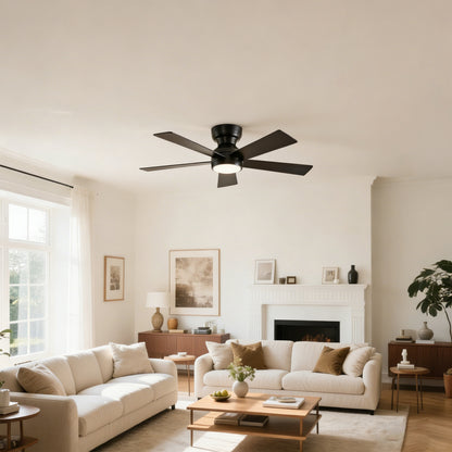 46" Matte Black Plywood Blade Ceiling Fan with Remote - view 9
