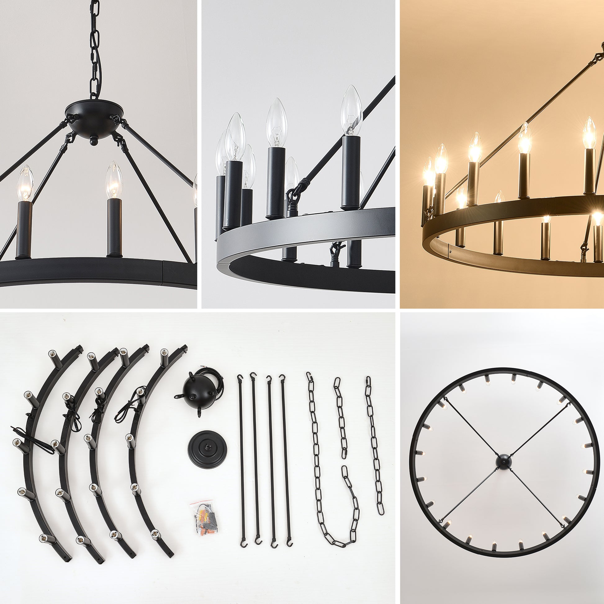 39.4" 20-Light Wagon Wheel Farmhouse Chandelier - view 18