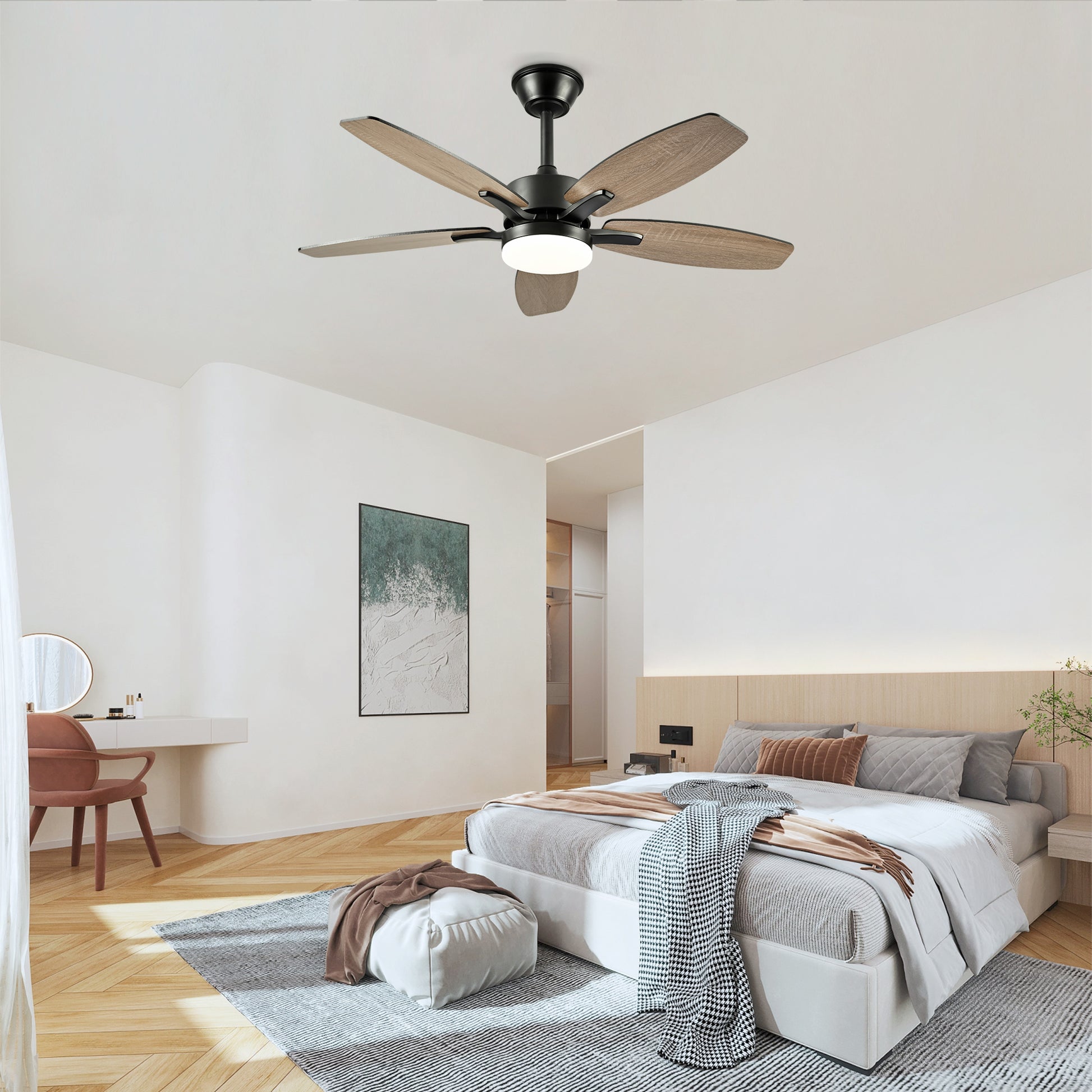 42" Matte Black Plywood Blade Ceiling Fan with Remote - view 4