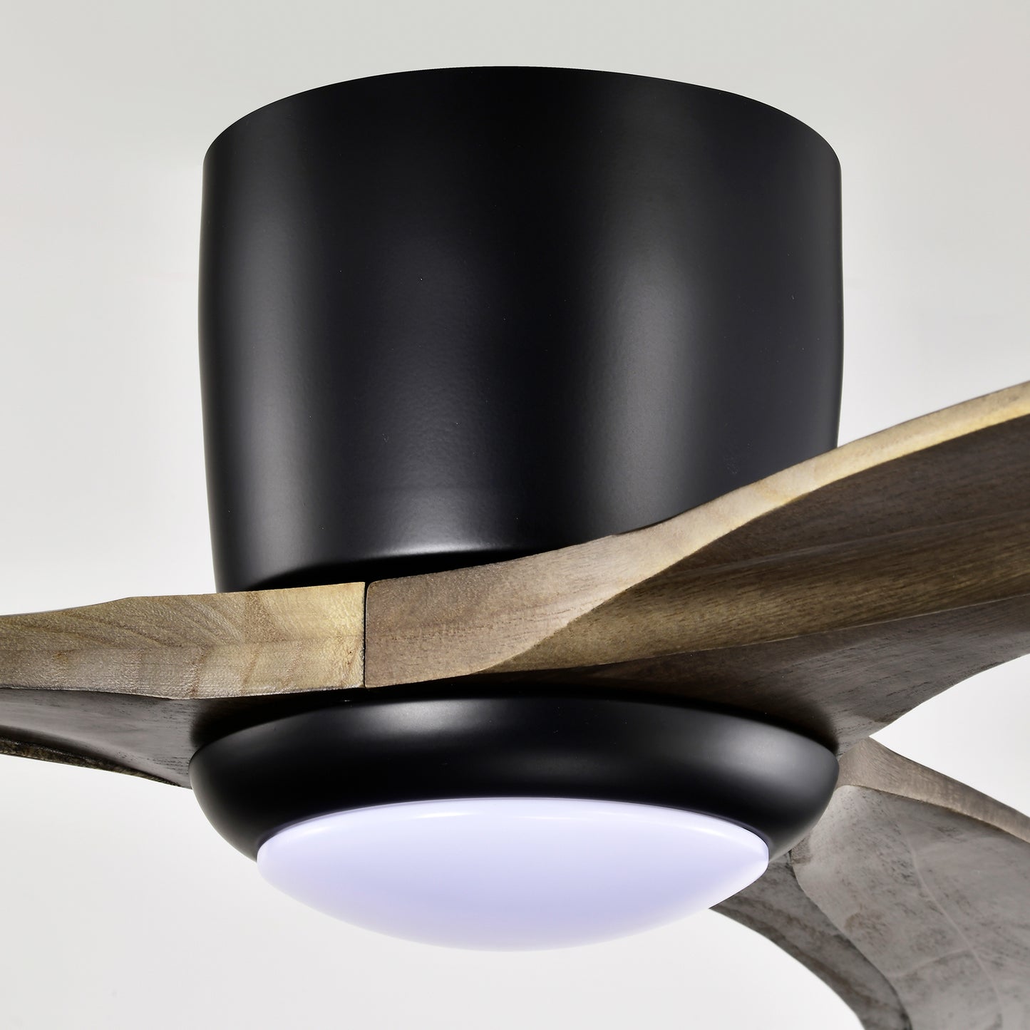 52" Matte Black Flush Mount Wood Ceiling Fan with Remote - view 14