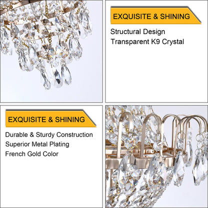 Large Contemporary Gold Crystal Chandelier - view 7