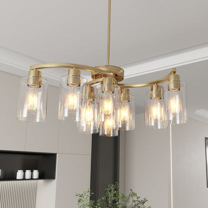 9-Light Gold Chandelier with Clear Glass Shades - view 4