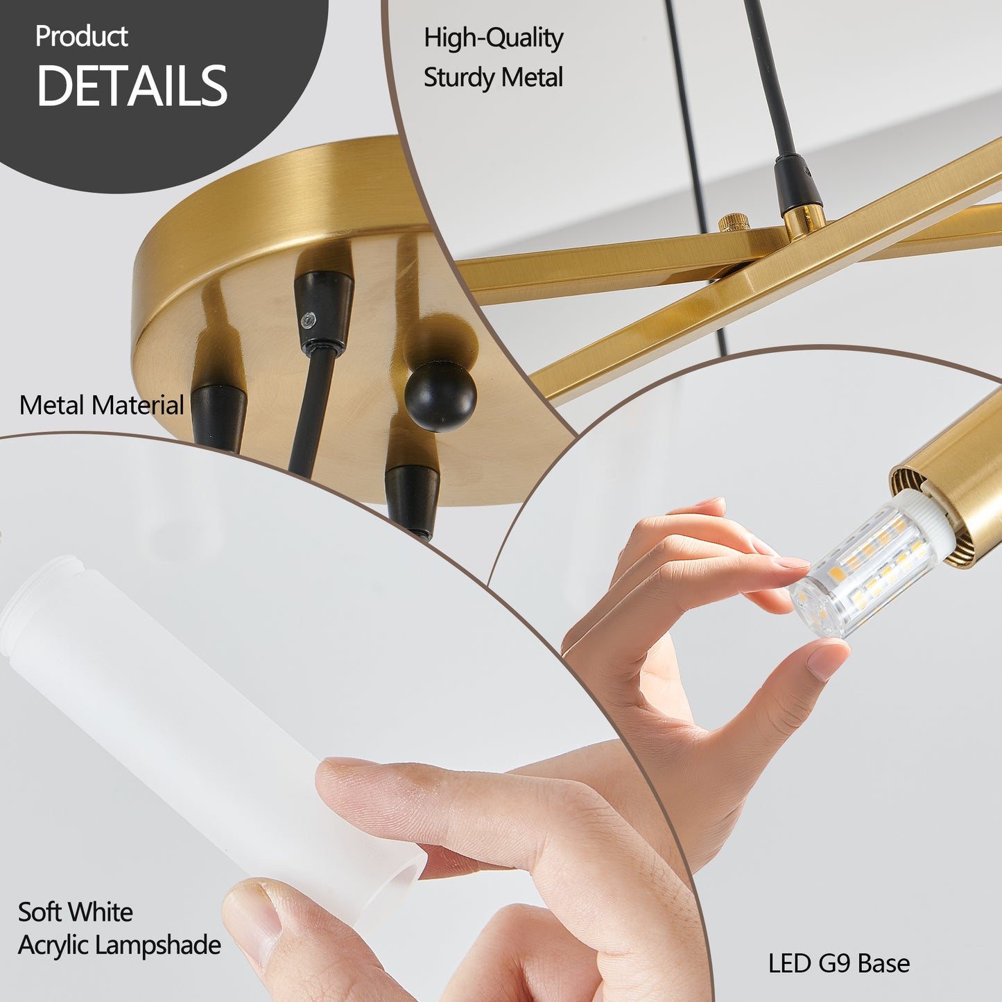 41" Gold Branch Chandelier with Frosted Tubes - view 7