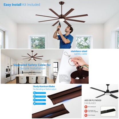 72" Industrial Coffee Ceiling Fan with Remote - view 13
