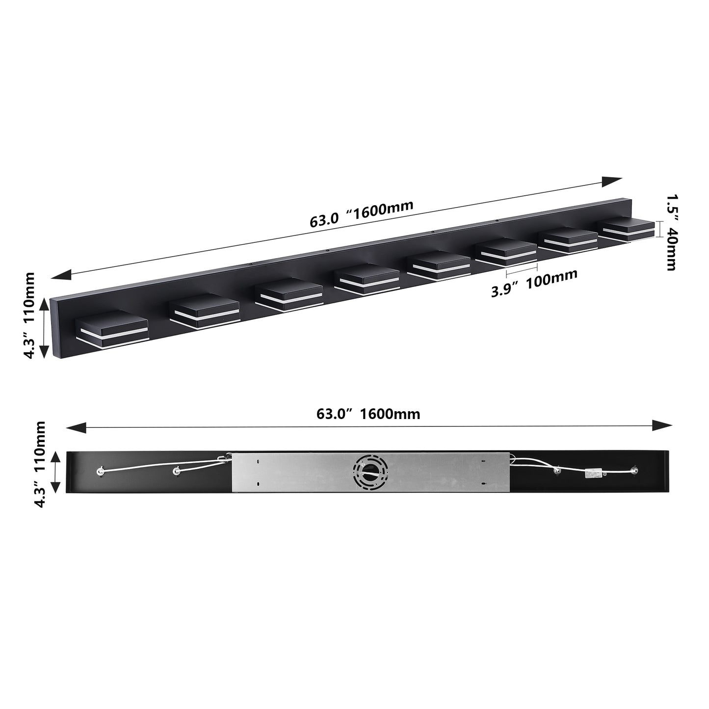 8-Light Black LED Bathroom Vanity Light - view 10