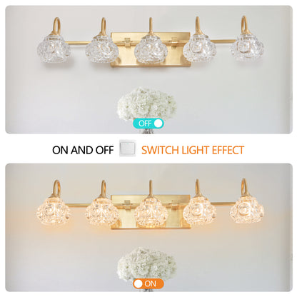 29" 5-Light Gold Crystal Vanity Wall Light - view 6