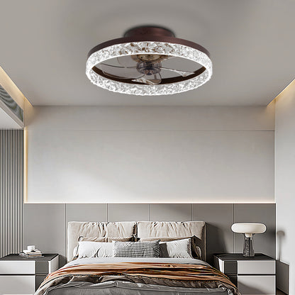 19.7" Brown Flush Mount Ceiling Fan with Dimmable LED - view 2