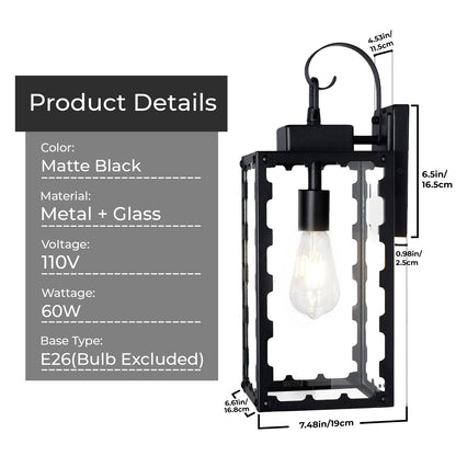 18" Matte Black Sawtooth Outdoor Wall Light with Clear Glass - view 8