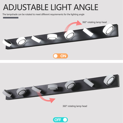 52" 7-Light Black Vanity Light with Dimmable LED - view 7