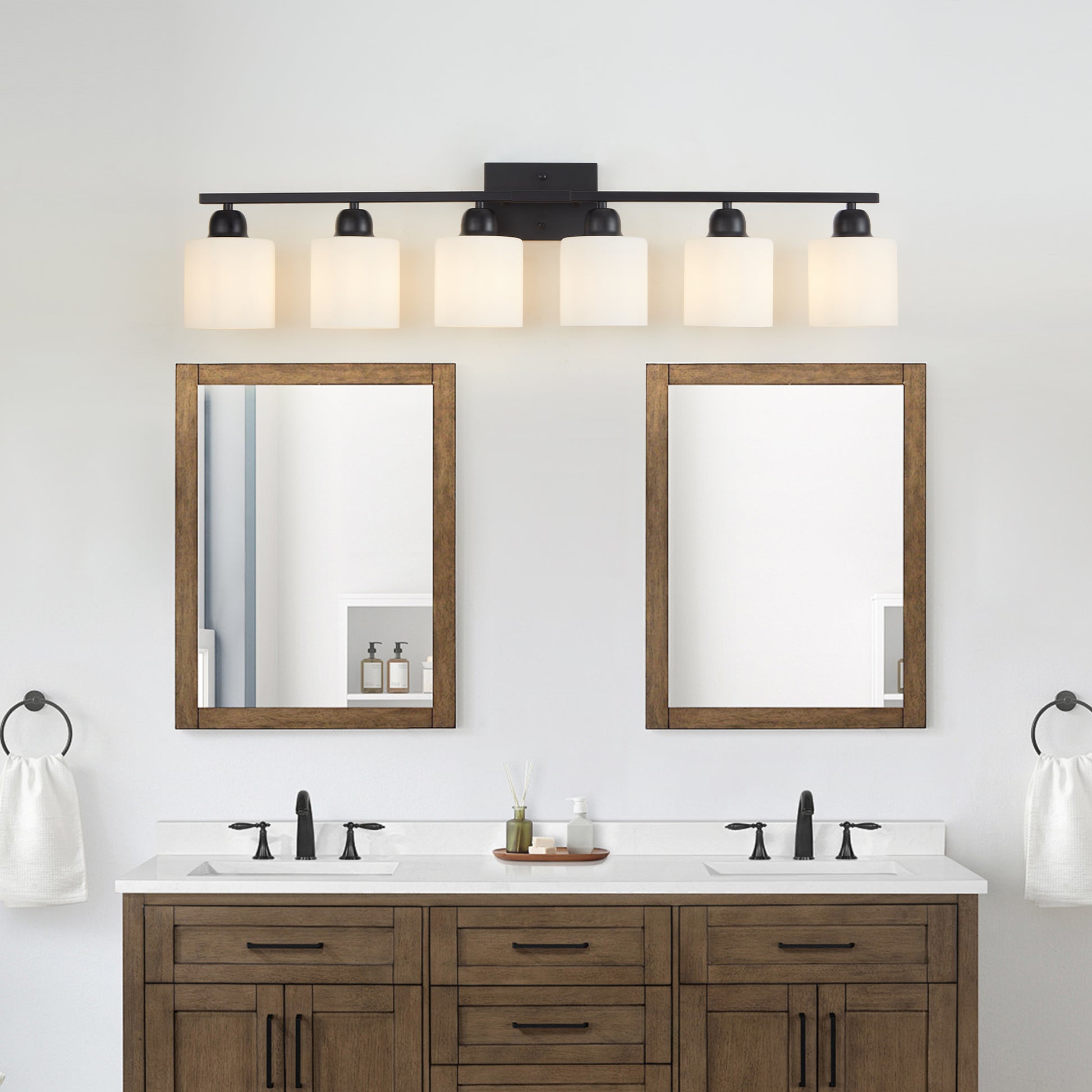 38" 6-Light Matte Black Vanity Light - view 2