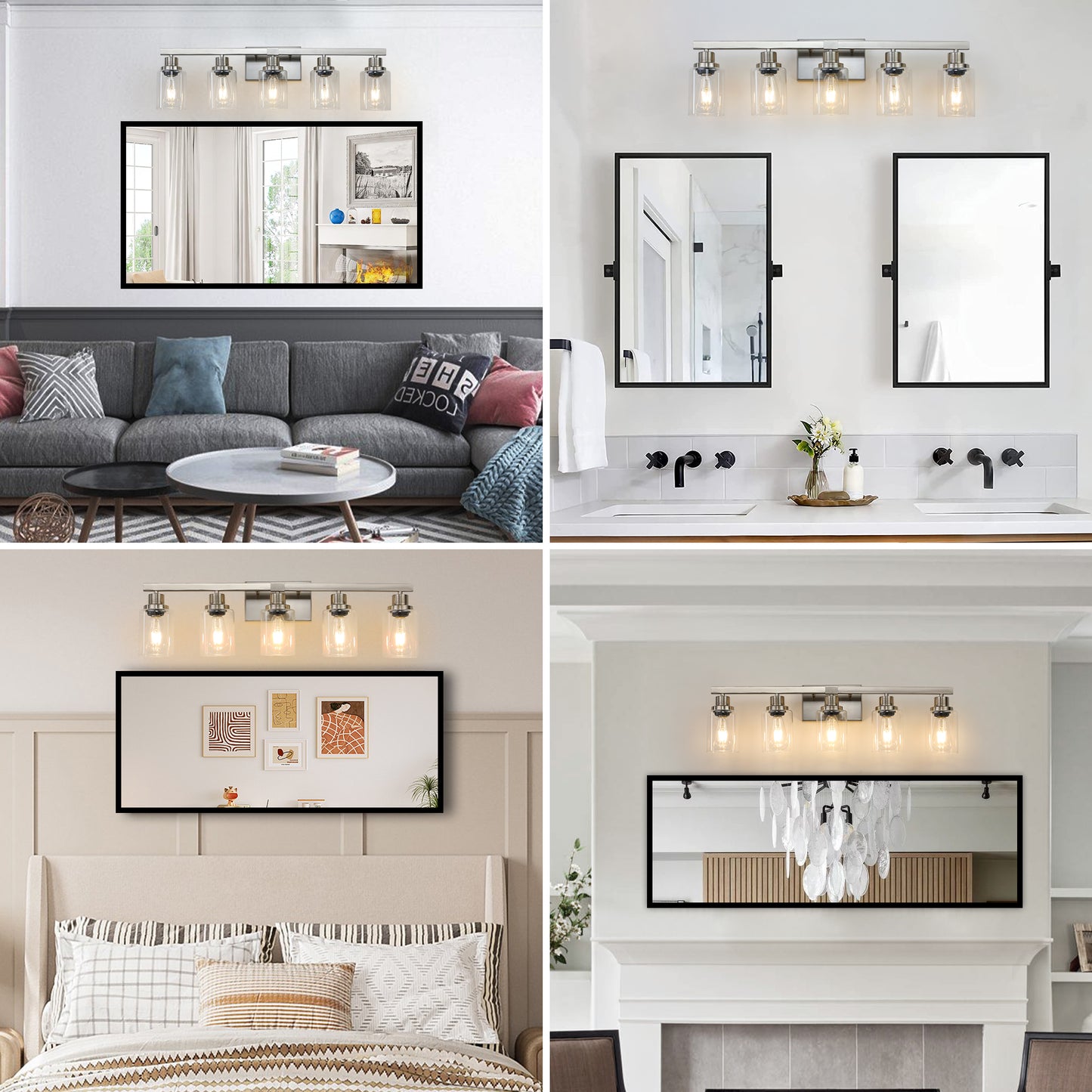 31" 5-Light Brushed Nickel Vanity Light with Clear Glass - view 6