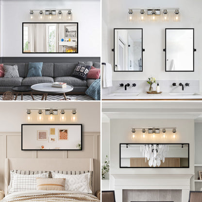 31" 5-Light Brushed Nickel Vanity Light with Clear Glass - view 6