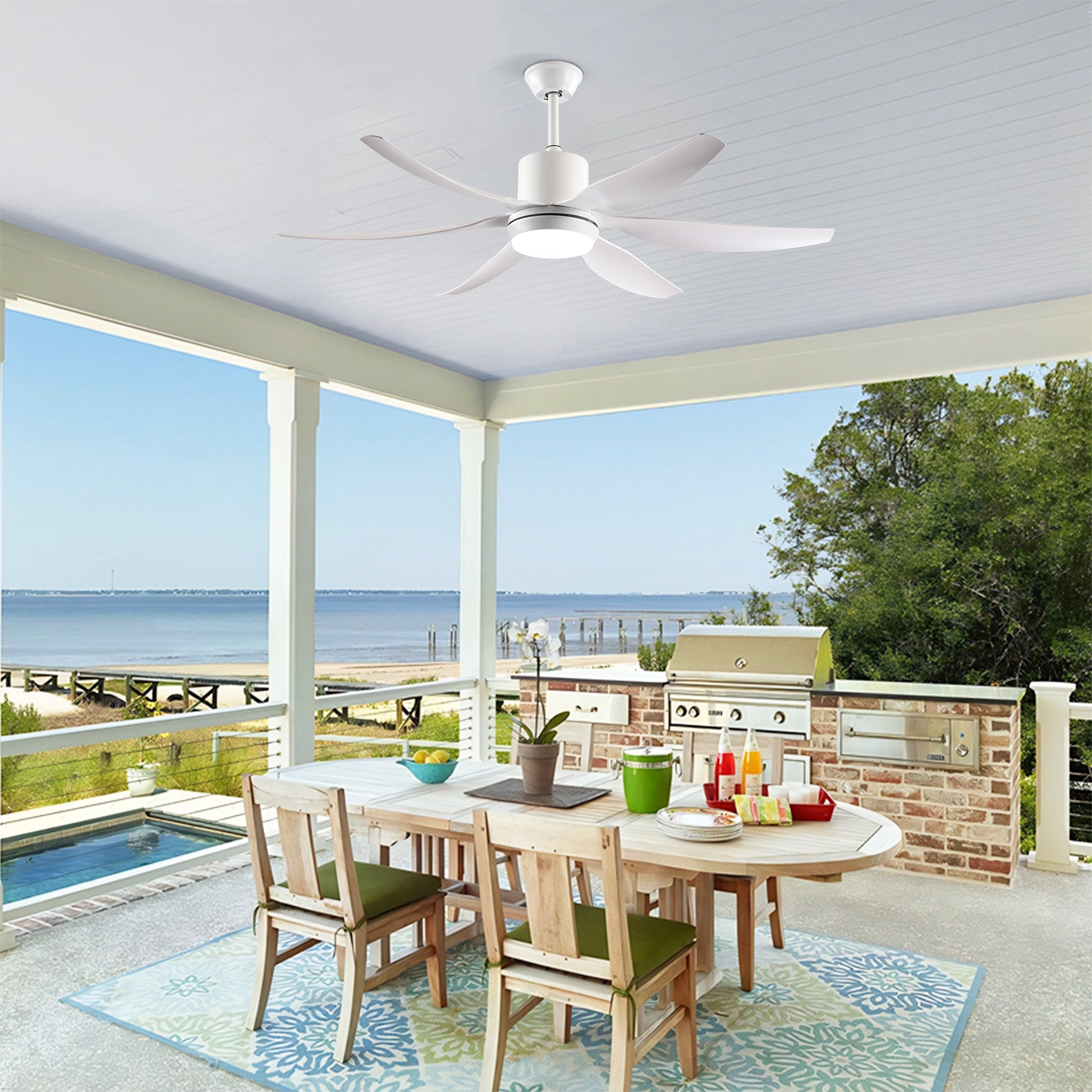 56" White 6-Blade Ceiling Fan with Remote - view 6