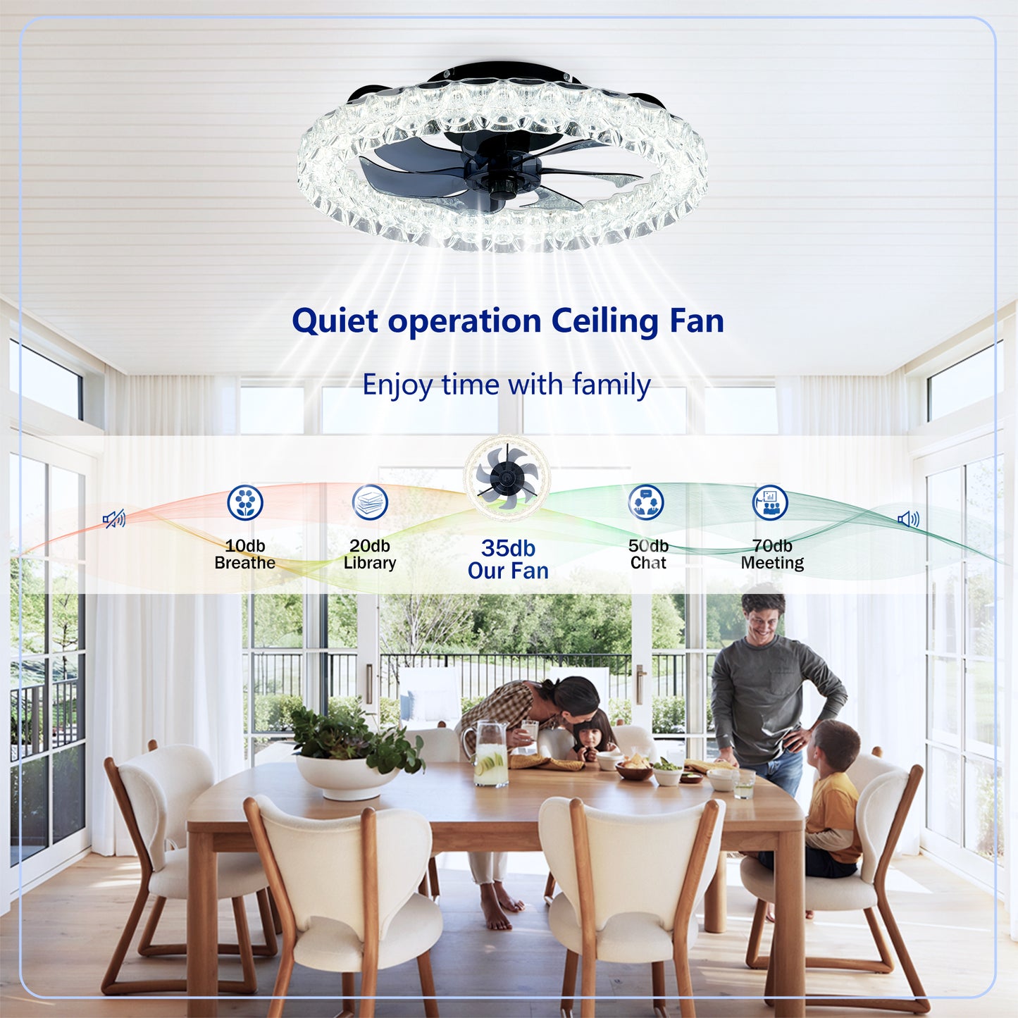 Matte Black Galaxy Ceiling Fan with Dimmable LED - view 12