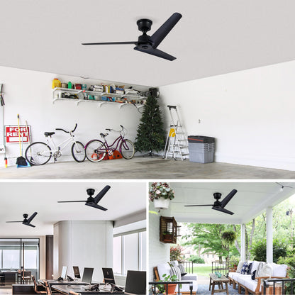 52" Black 3-Blade Ceiling Fan with Remote - view 6