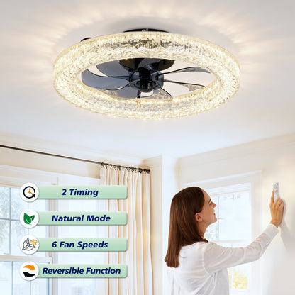Matte Black Acrylic Ice Brick Ceiling Fan with Dimmable LED - view 13