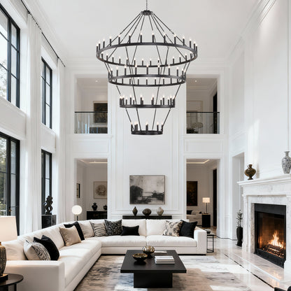69.3" 4-Tier Wagon Wheel Farmhouse Chandelier, 80-Light - view 3