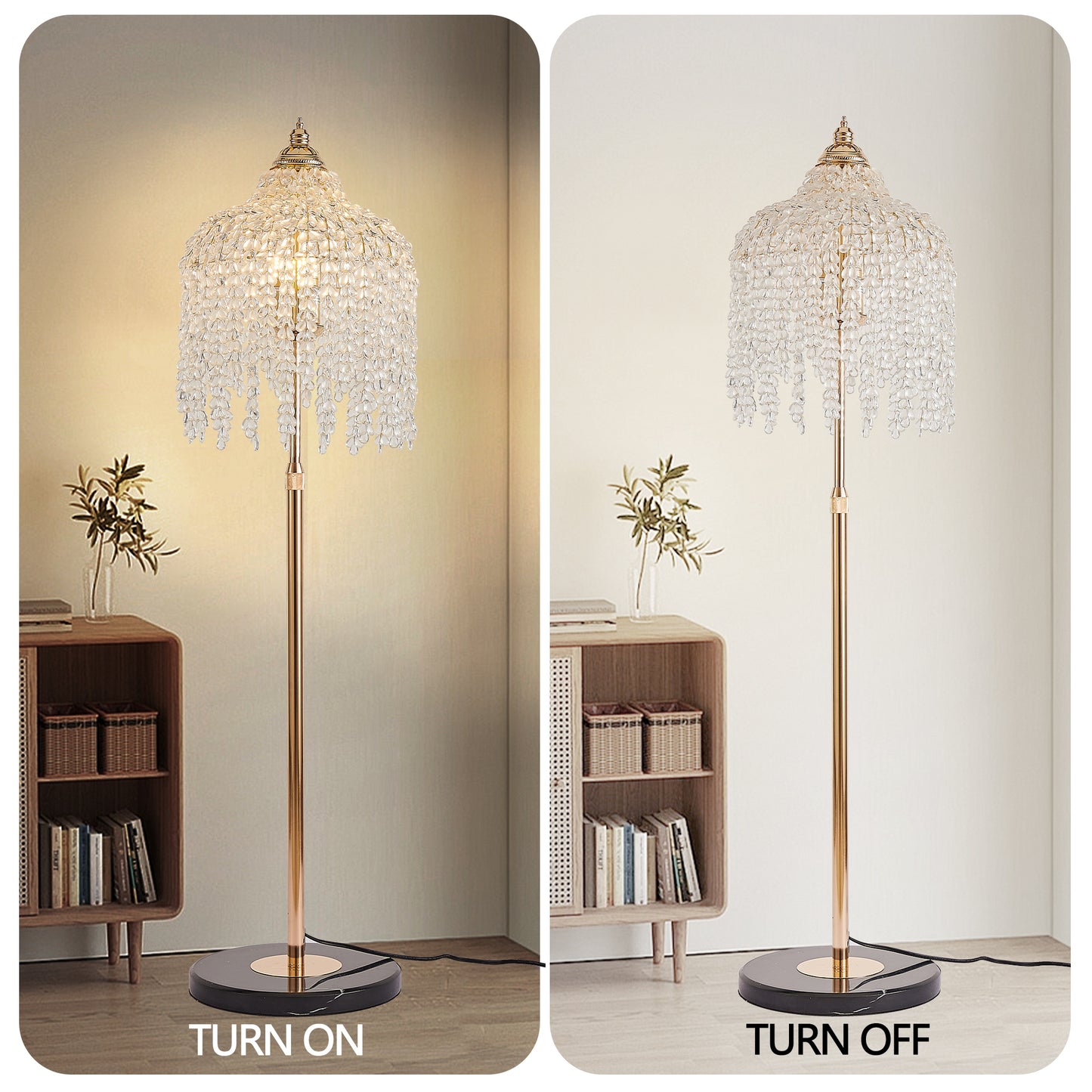 3-Light Gold Waterfall Crystal Floor Lamp - view 7