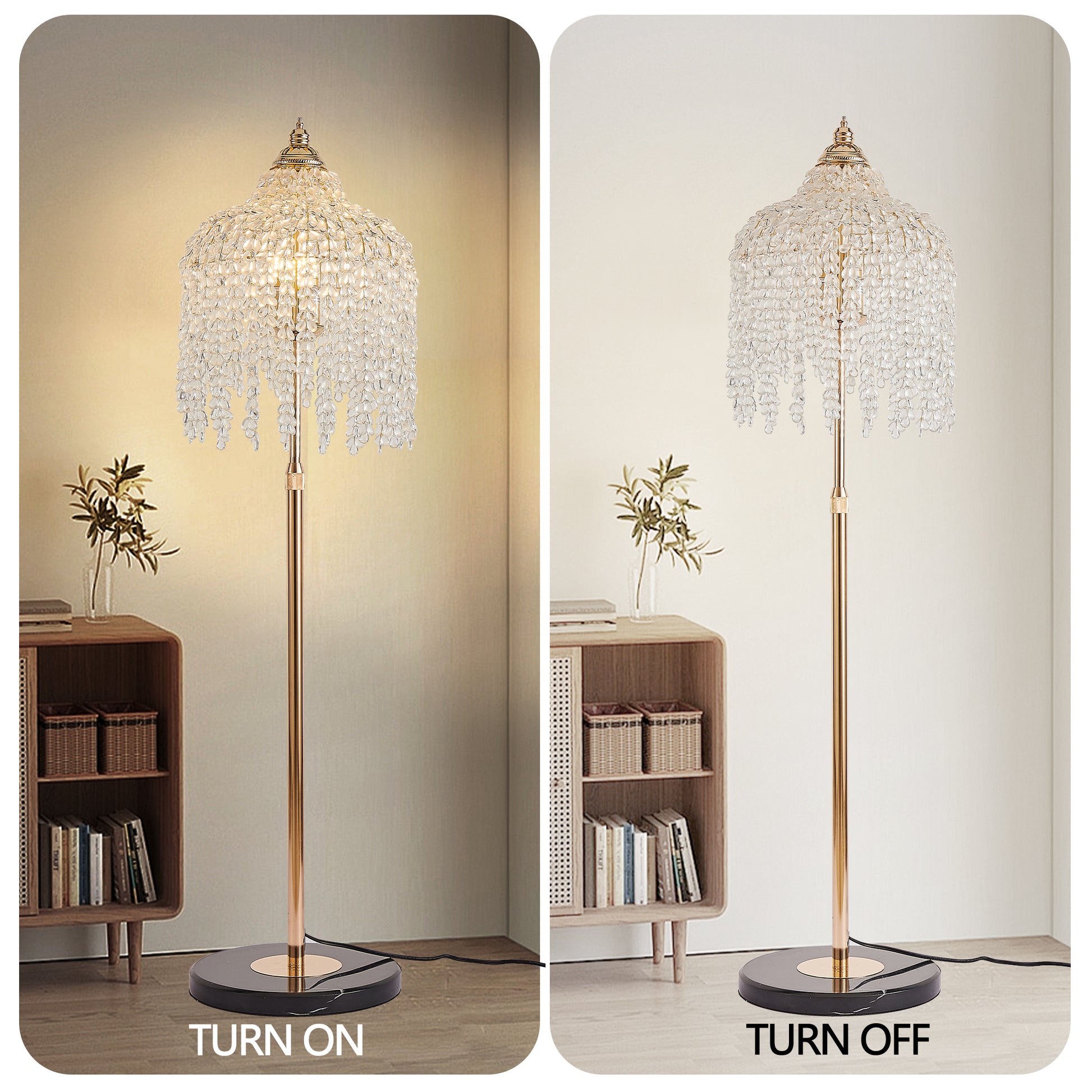 3-Light Gold Waterfall Crystal Floor Lamp - view 7