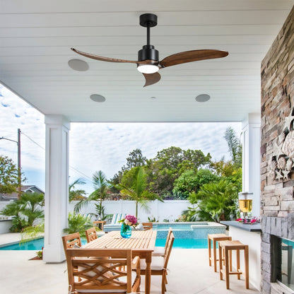 52" Matte Black & Wood Ceiling Fan with Dimmable LED - view 16