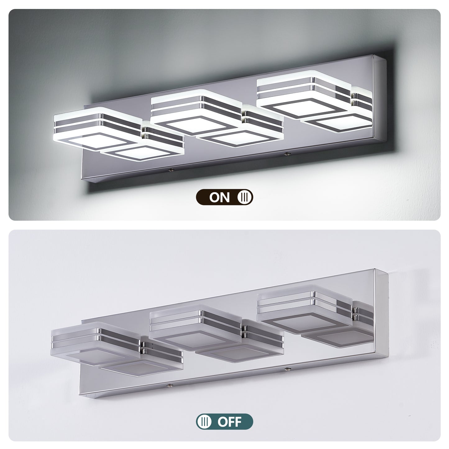 3-Light Chrome Bathroom Vanity Light, Dimmable LED - view 7