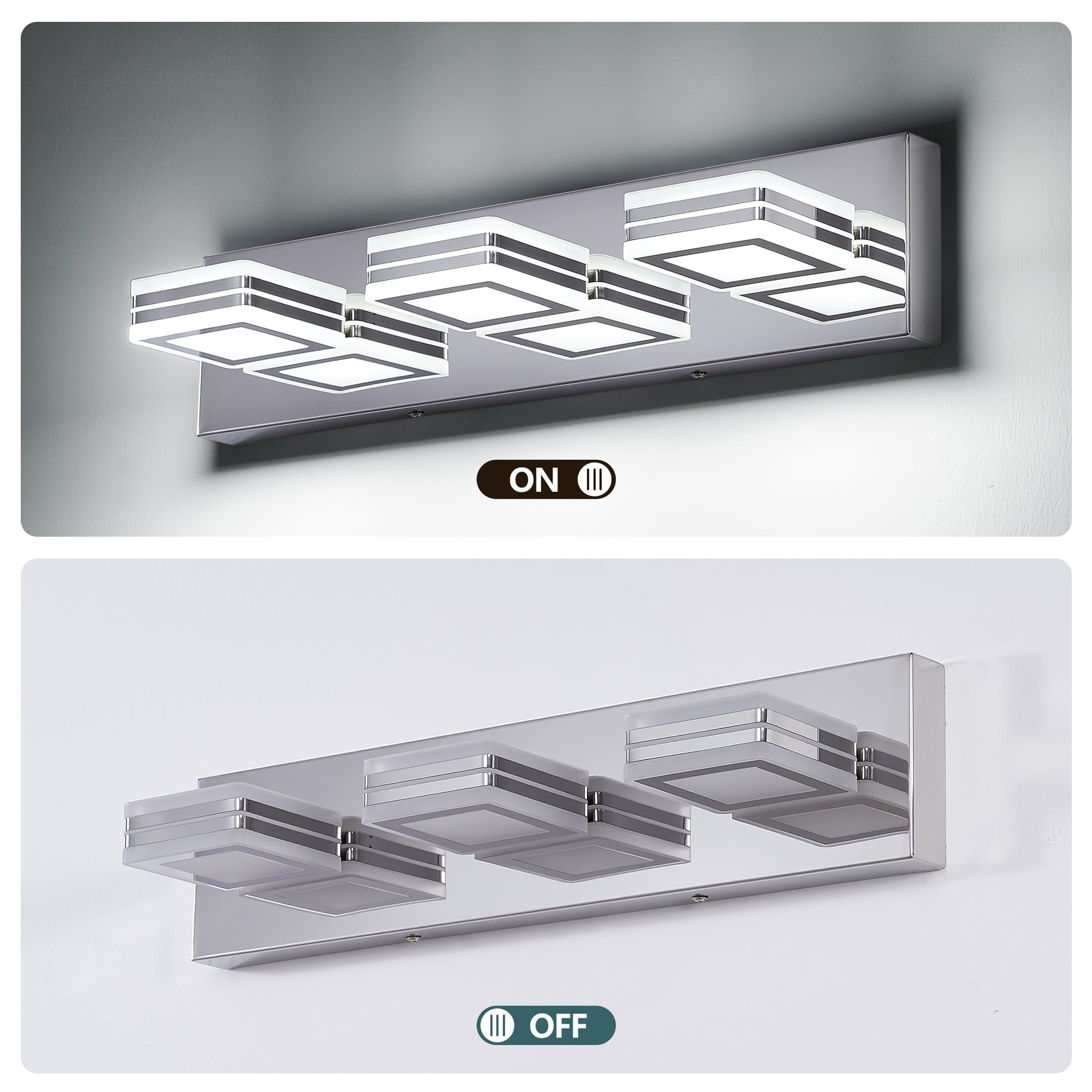 3-Light Chrome Bathroom Vanity Light, Dimmable LED - view 7