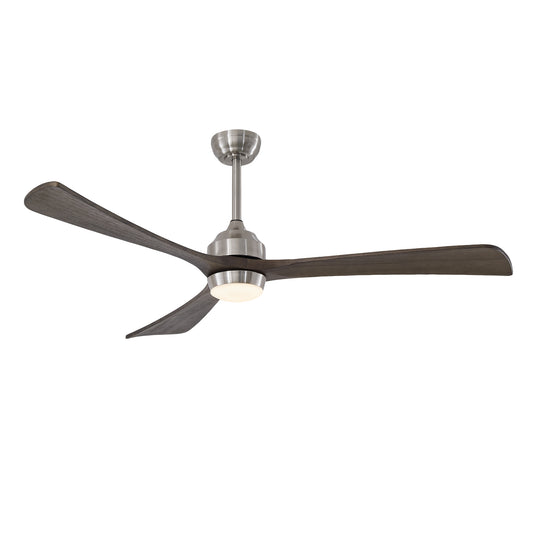 62" Satin Nickel Solid Wood Ceiling Fan with Light & Remote