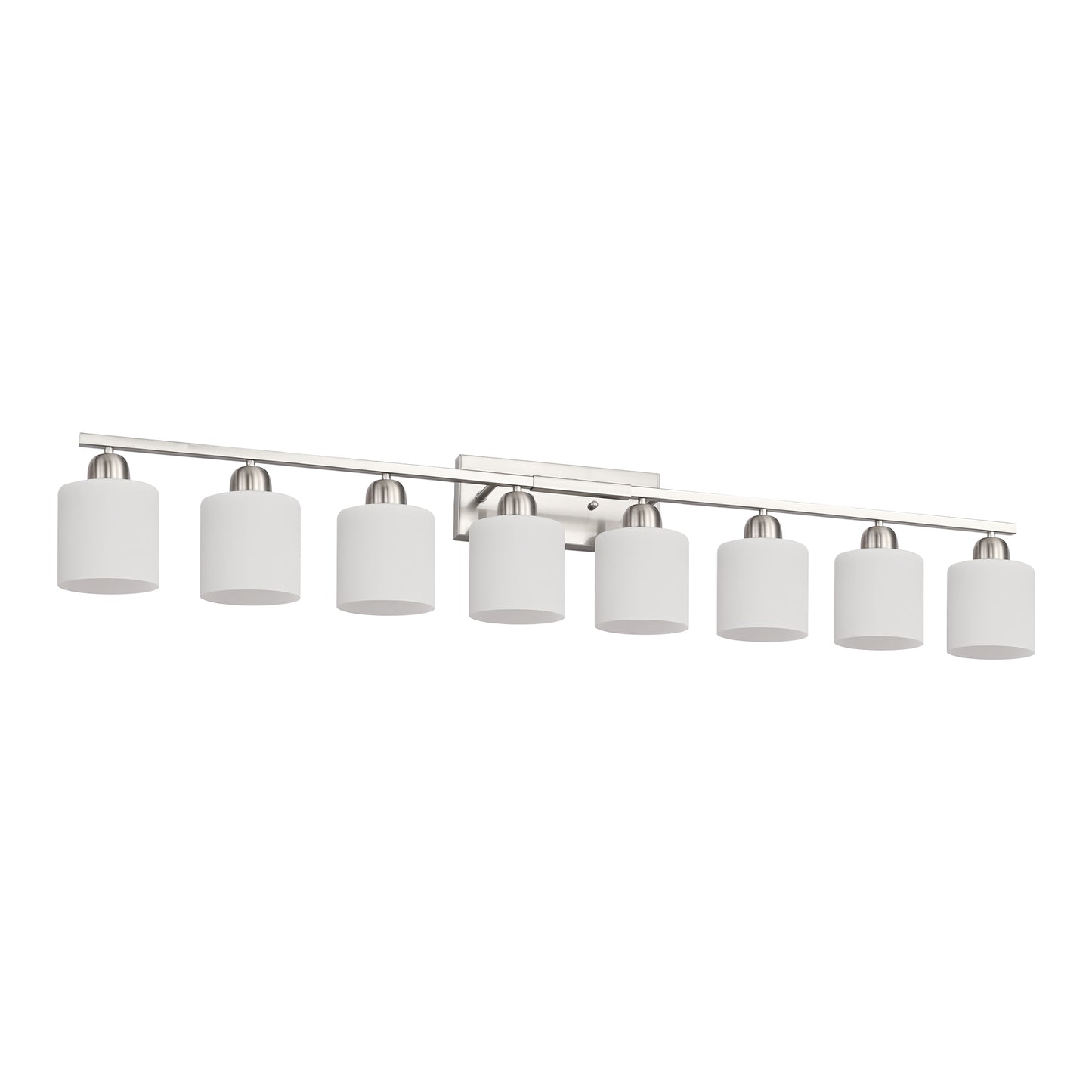 52" 8-Light Nickel Vanity Light with Milky Glass Shades - view 9