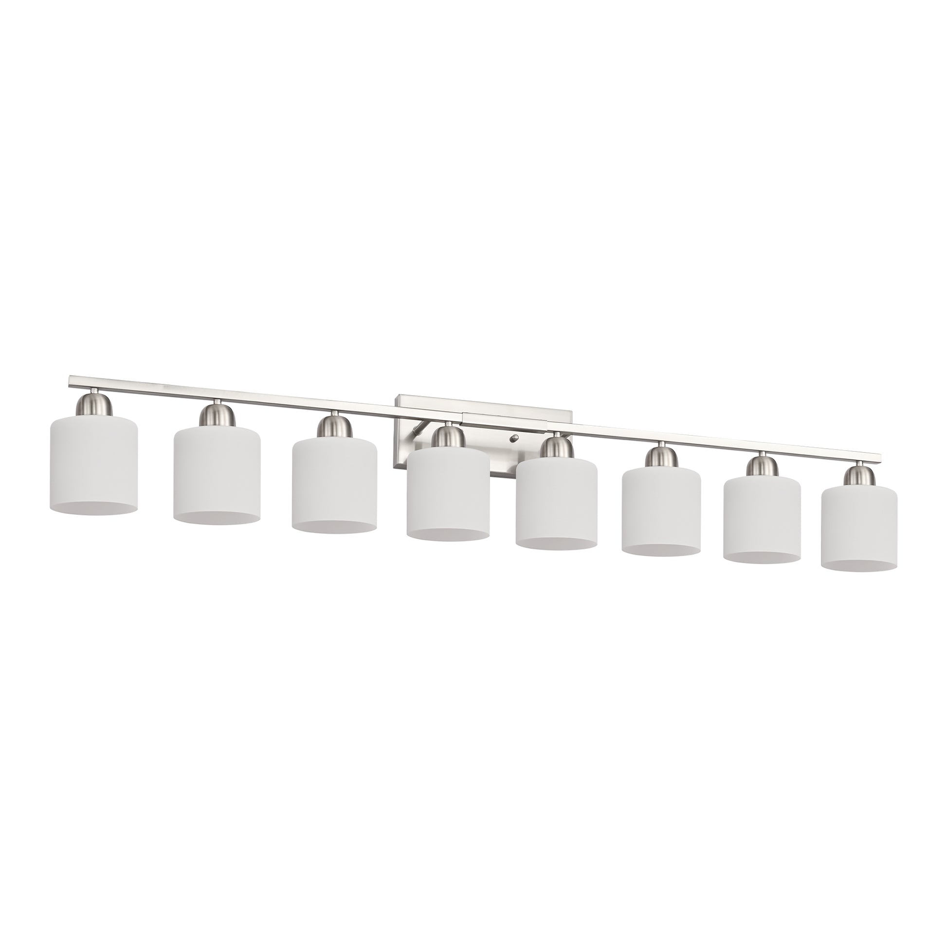 52" 8-Light Nickel Vanity Light with Milky Glass Shades - view 9