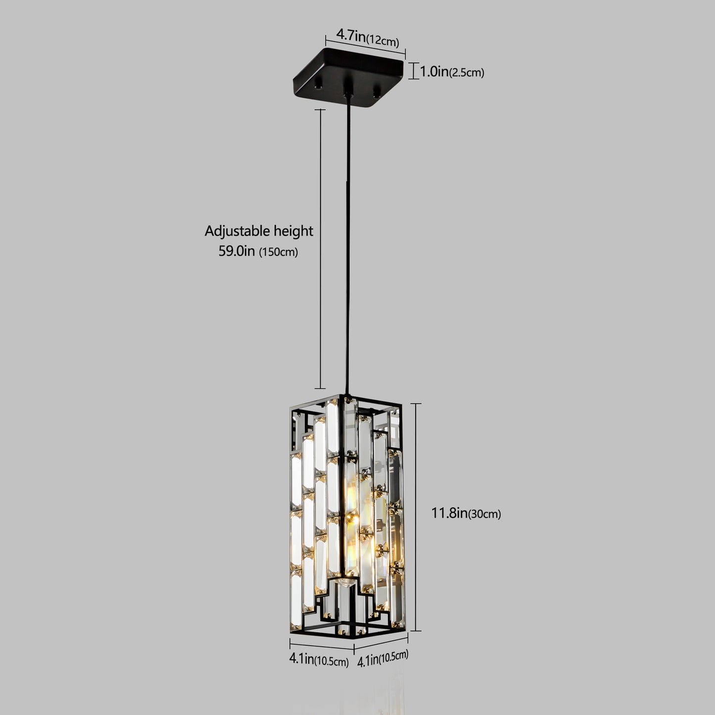 4" Black Crystal Pendant Light, Set of 3 - view 7