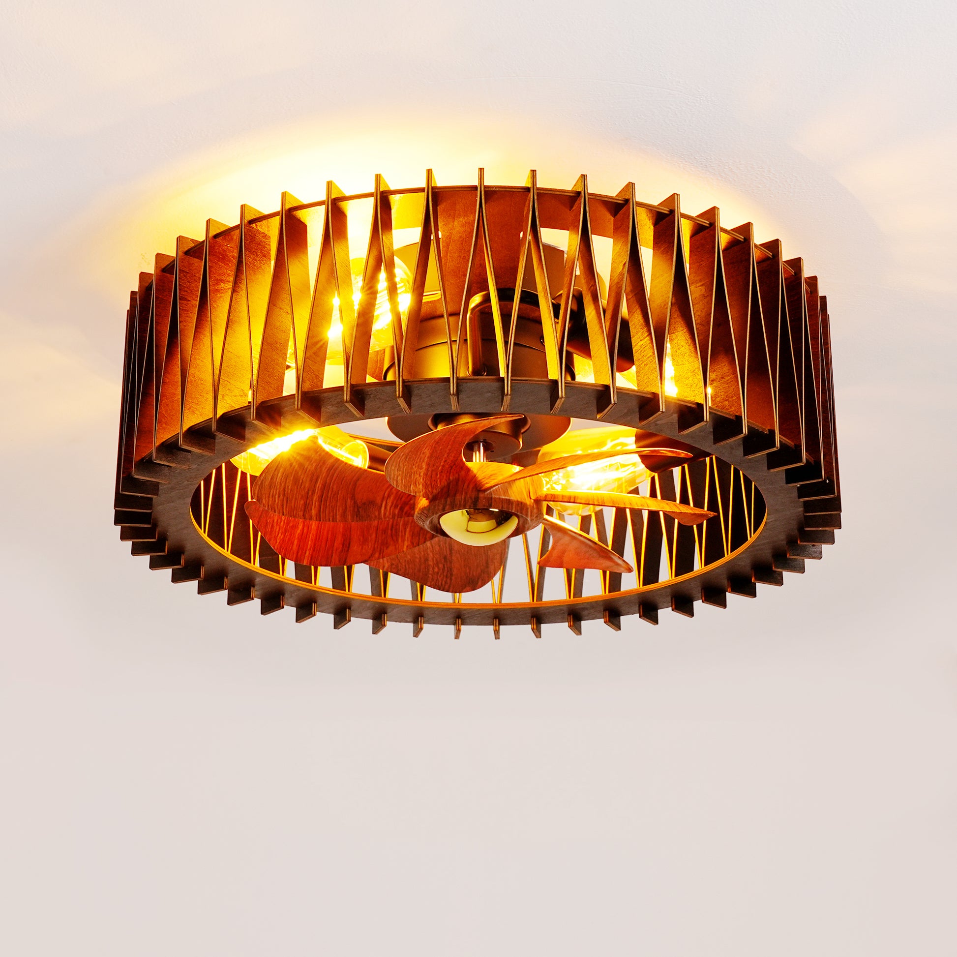 20" Wood Flush Mount Ceiling Fan with Remote - view 16