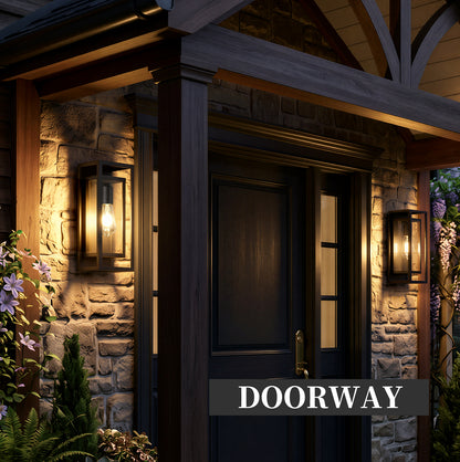 14" Black Outdoor Wall Lantern with Clear Glass, Set of 2 - view 6