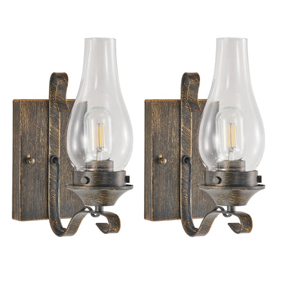 Farmhouse Black & Gold Wall Light with Clear Glass, Set of 2 - view 12