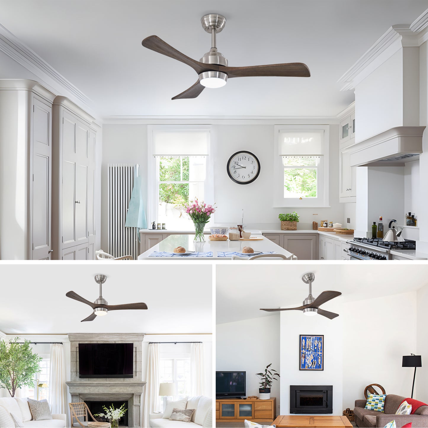 42" Nickel Solid Wood Ceiling Fan with Remote - view 6