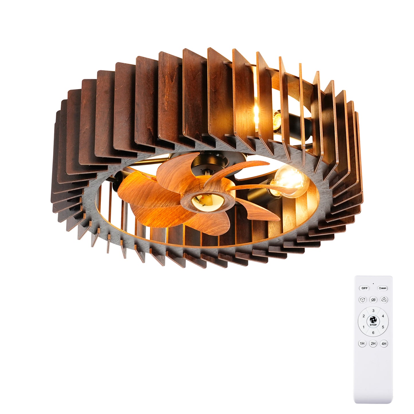 20" Walnut Flush Mount Ceiling Fan with Remote