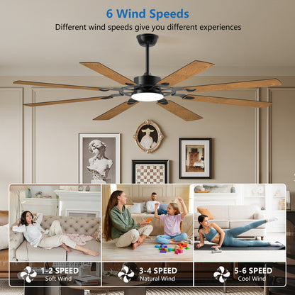72" Black 8-Blade Indoor Outdoor Ceiling Fan - view 3