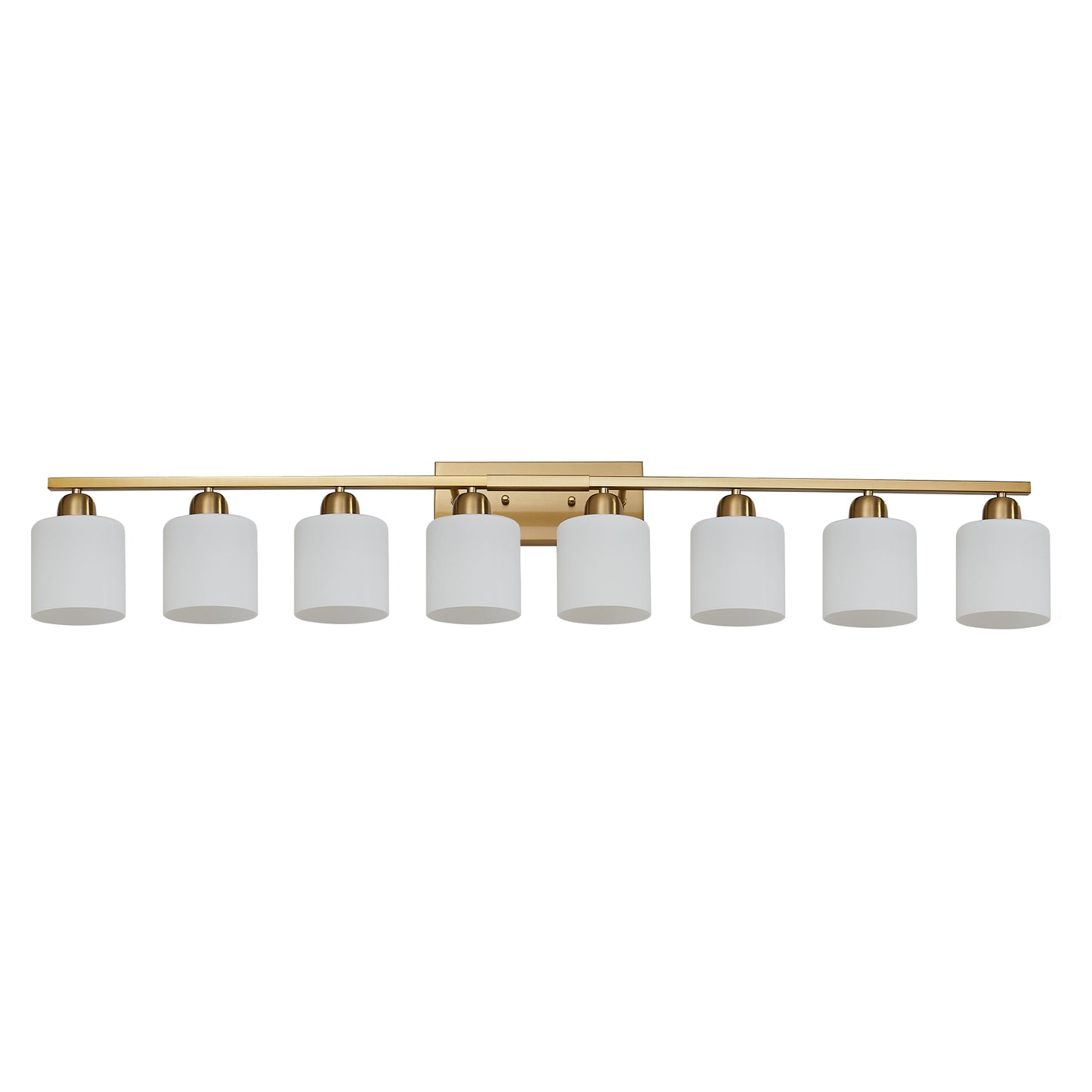 52" Gold Vanity Wall Light with White Glass Shade - view 9