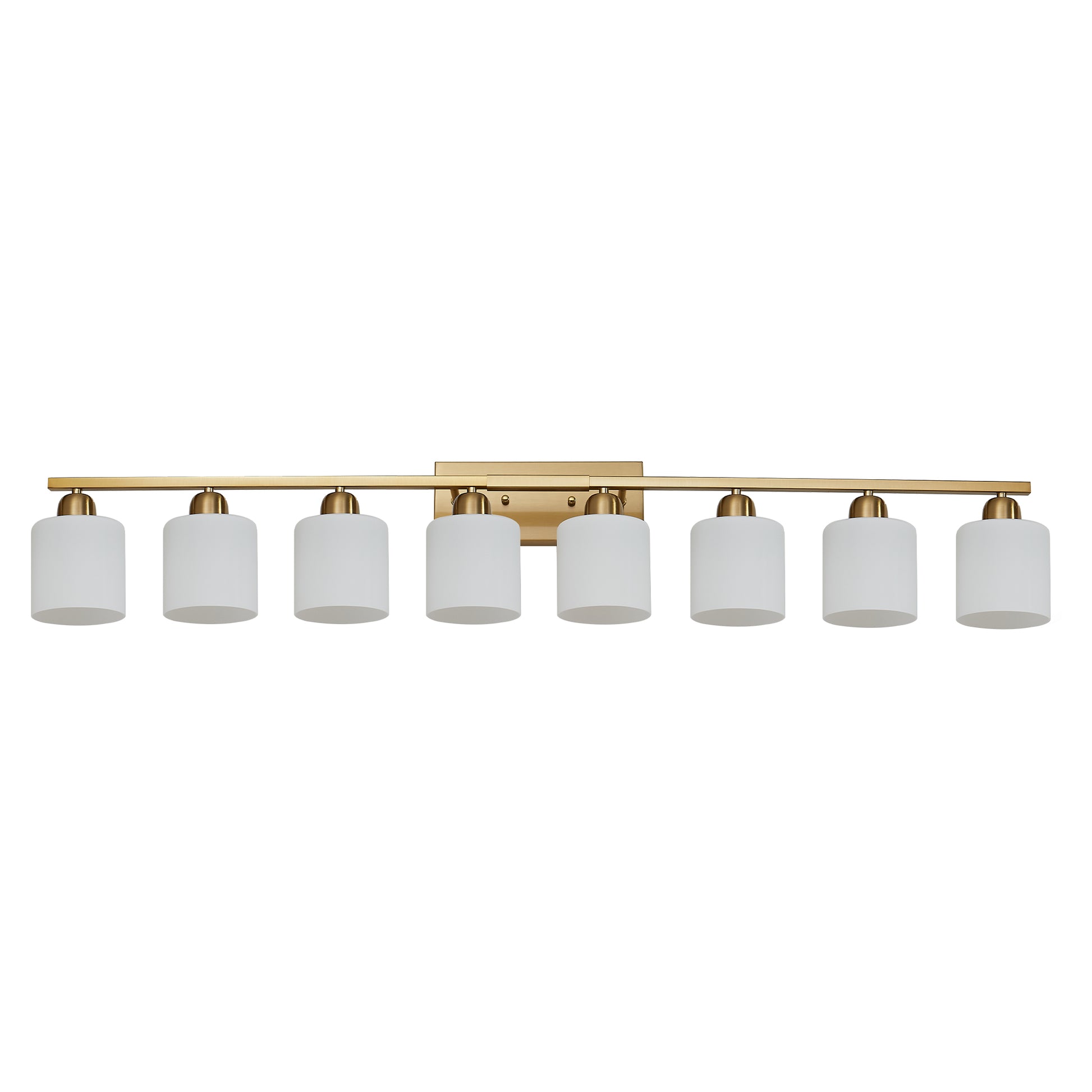 52" Gold Vanity Wall Light with White Glass Shade - view 9