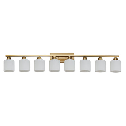 52" Gold Vanity Wall Light with White Glass Shade - view 9