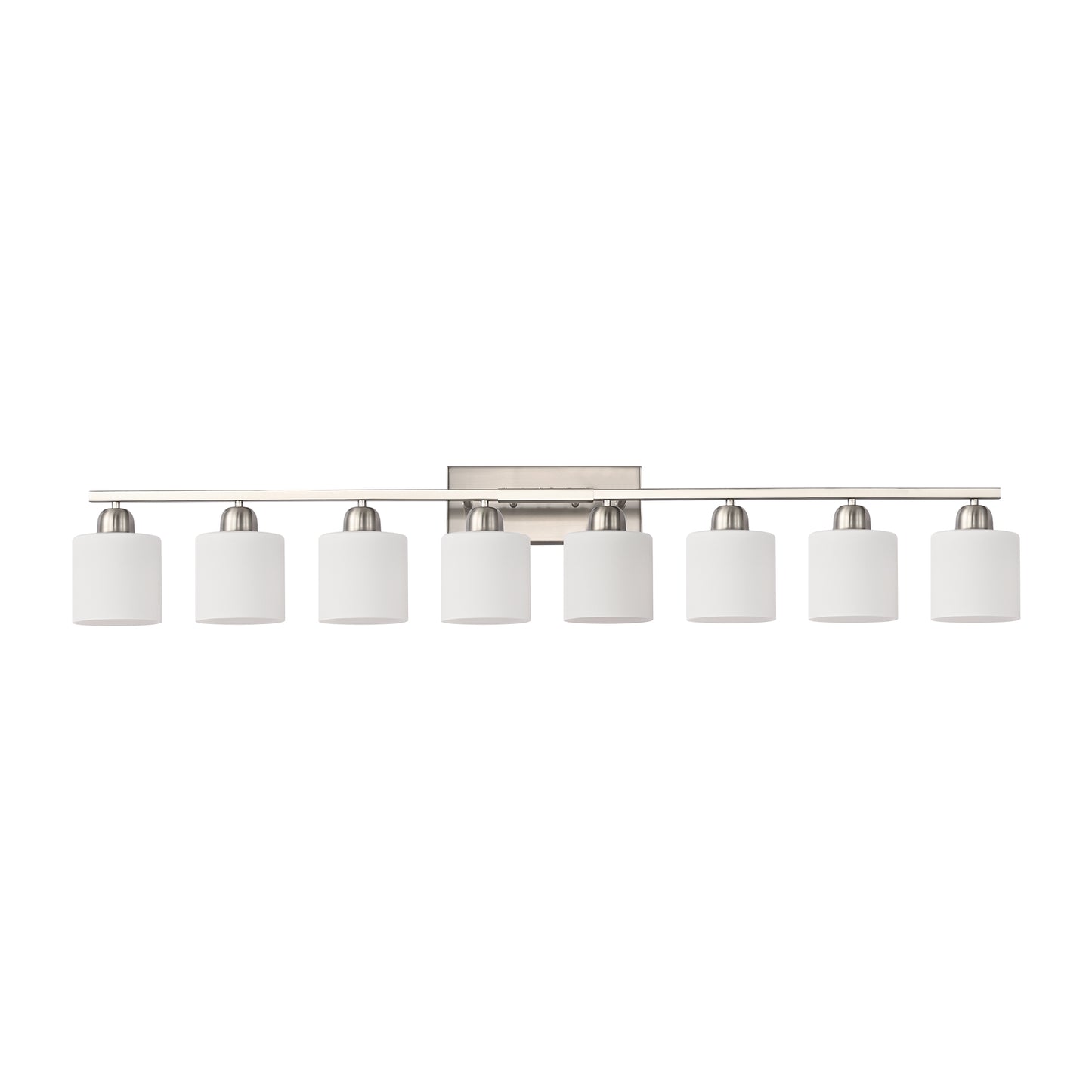 52" 8-Light Nickel Vanity Light with Milky Glass Shades - view 10