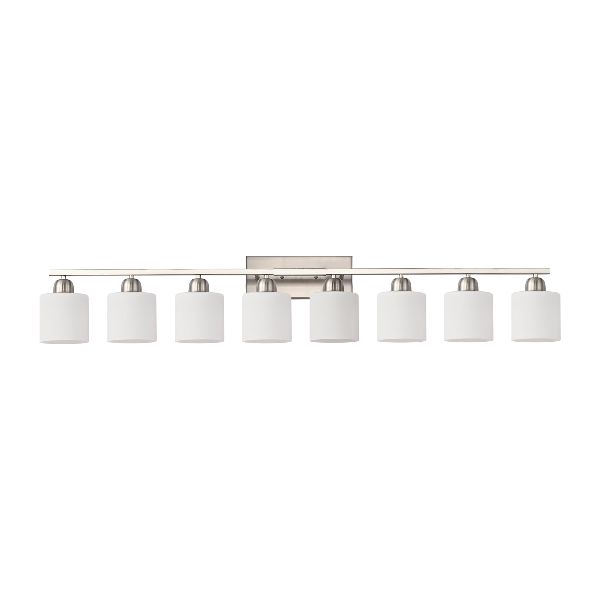 52" 8-Light Nickel Vanity Light with Milky Glass Shades - view 10