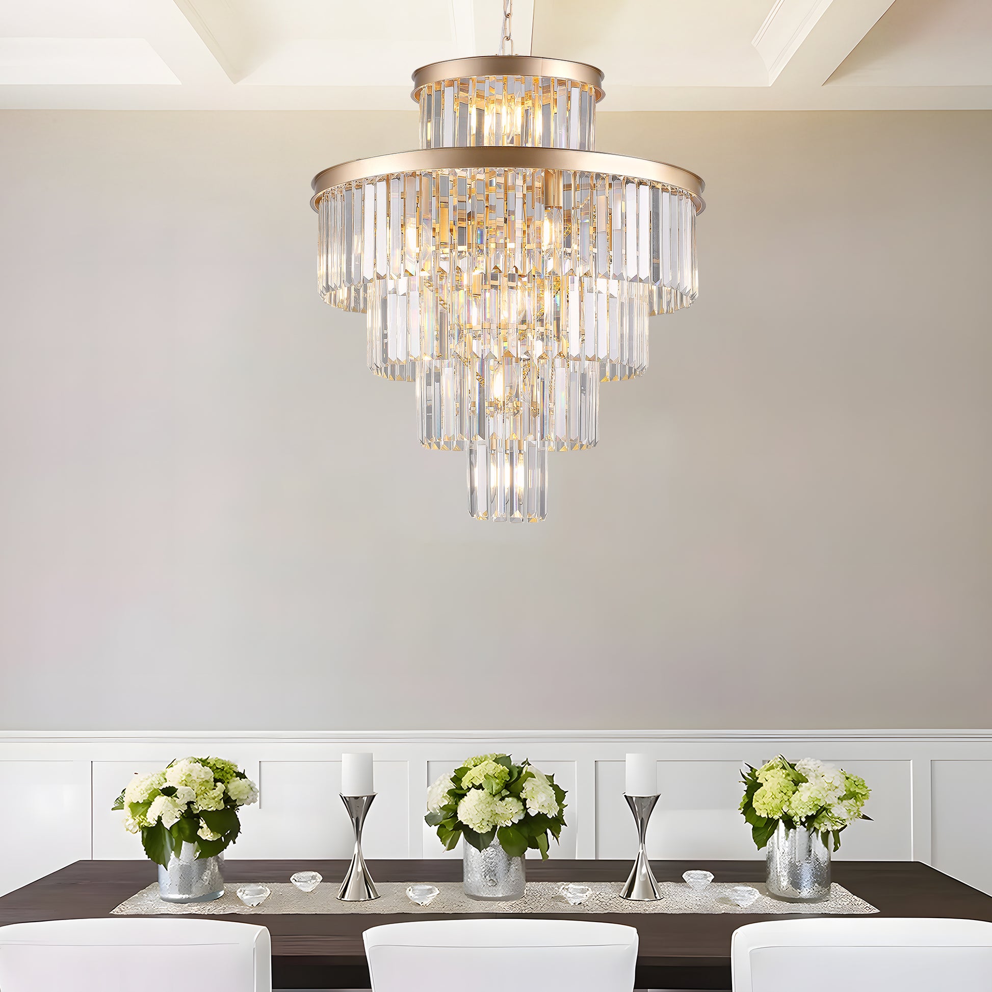 23.6" Gold Luxury Crystal Pendant Chandelier - view 3